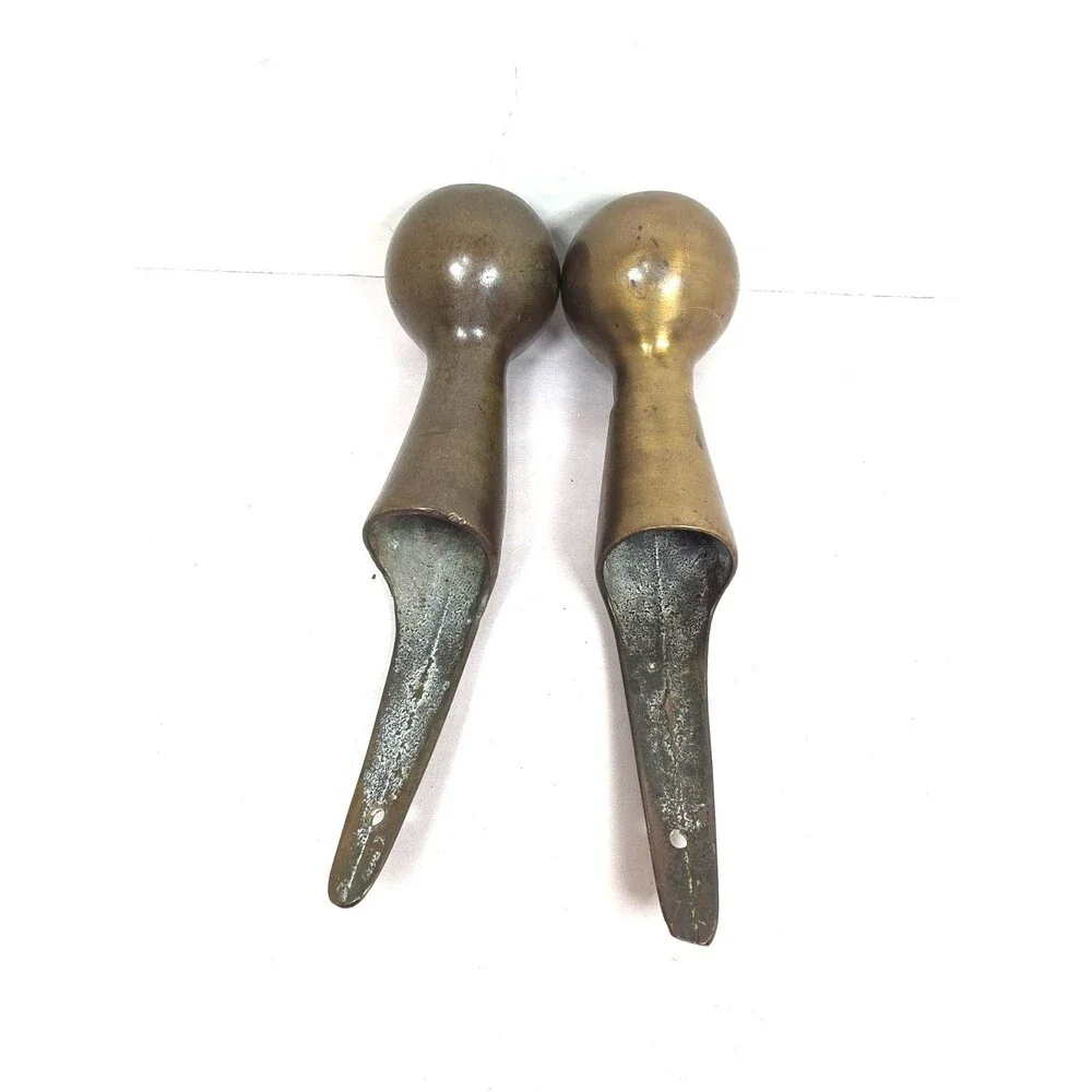 2 Vintage Antique Brass Horse Harness Hame Ball Knob Cane Handle
